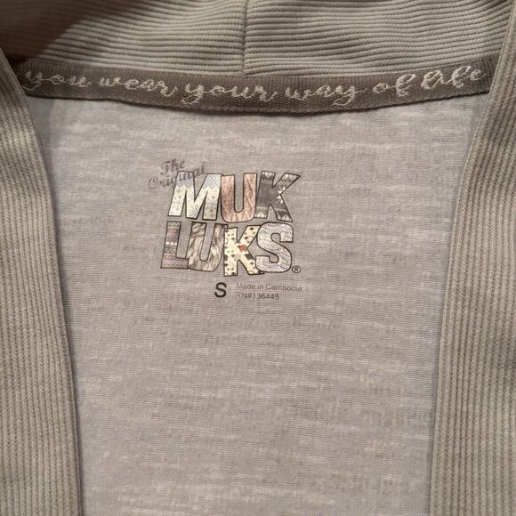 Soft Cloud Knit Muk Luks Small CARDIGAN Oversized Light Gray Comfort Drape - Picture 5 of 10